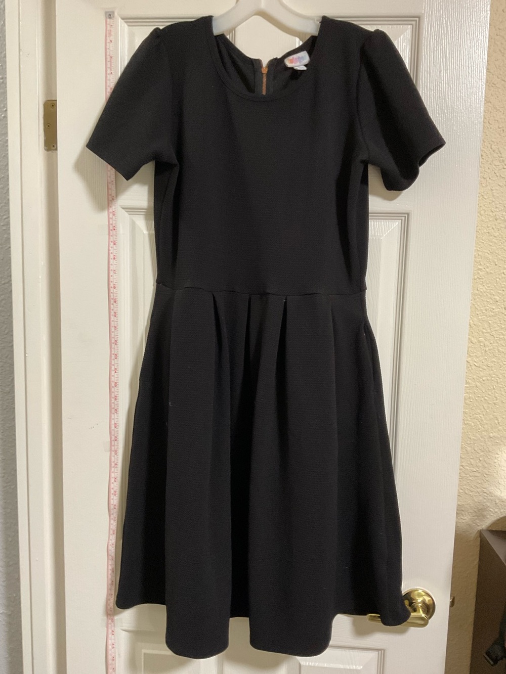 LuLaRoe Black Short-Sleeve Fit & Flare Dress with pockets